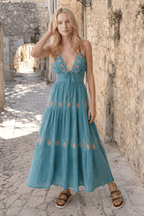 Floral Tie-Up Halter Boho Dress