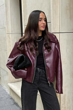 Vintage Matte Leather Biker Zip Jacket