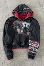 Dark Portrait Graphic Colorblock Zip Hoodie