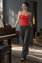 Solid Lace Square Neck Fitted Cami