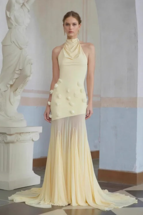 Sexy Backless Halter Paneled Flared Mermaid Party Dress Secondary image