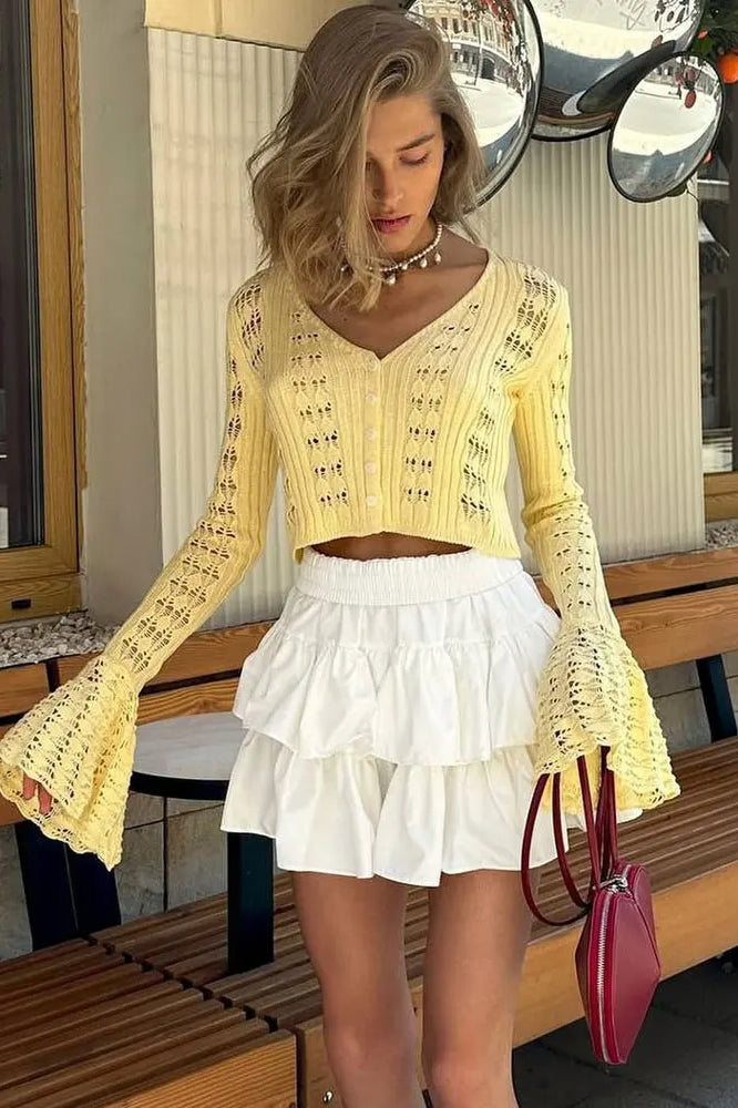 Hollow Out Knit Cropped Cardigan Main image