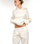 Stud Trim Pullover Pant Hoodie Set