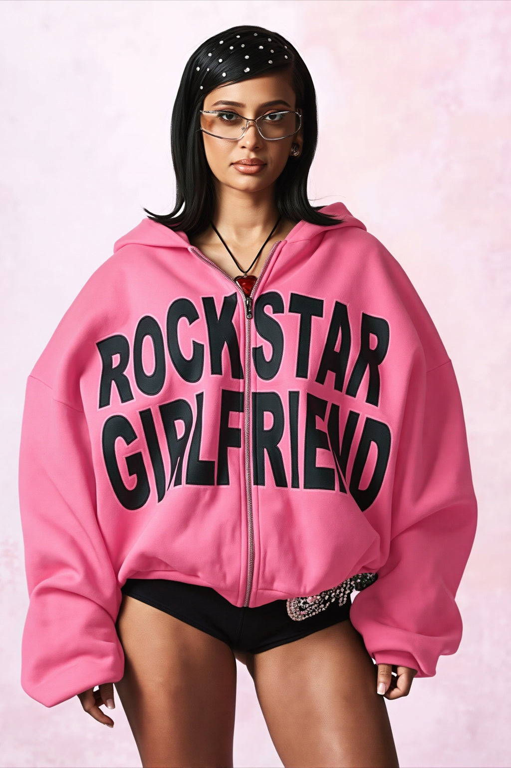Letter Graphic Cropped Pullover Hoodie
