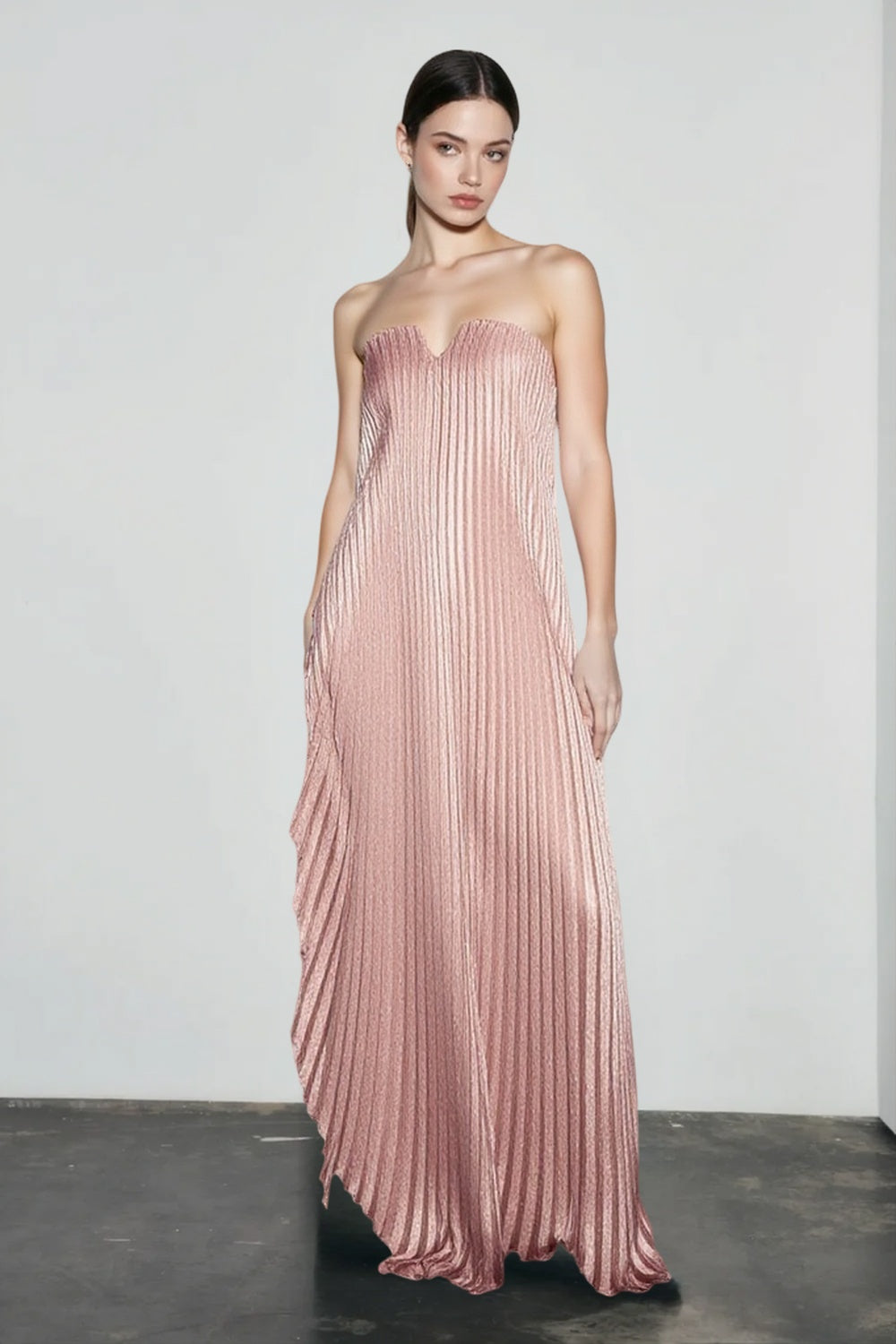 Strapless Pleated Maxi Ball Gown Formal Dress Main image