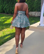 Halter A-Line Print Floral Dress