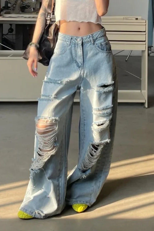 Loose Fit Dragged Hem Jeans Main image