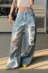 Loose Fit Dragged Hem Jeans