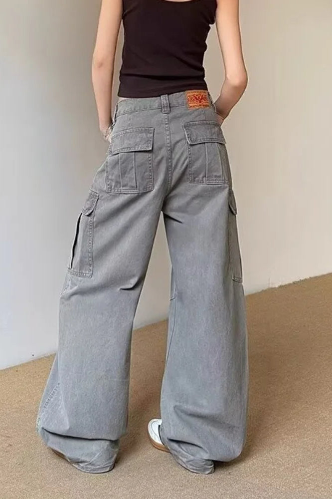 Vintage Grey Wide Leg Cargo Jeans Secondary image