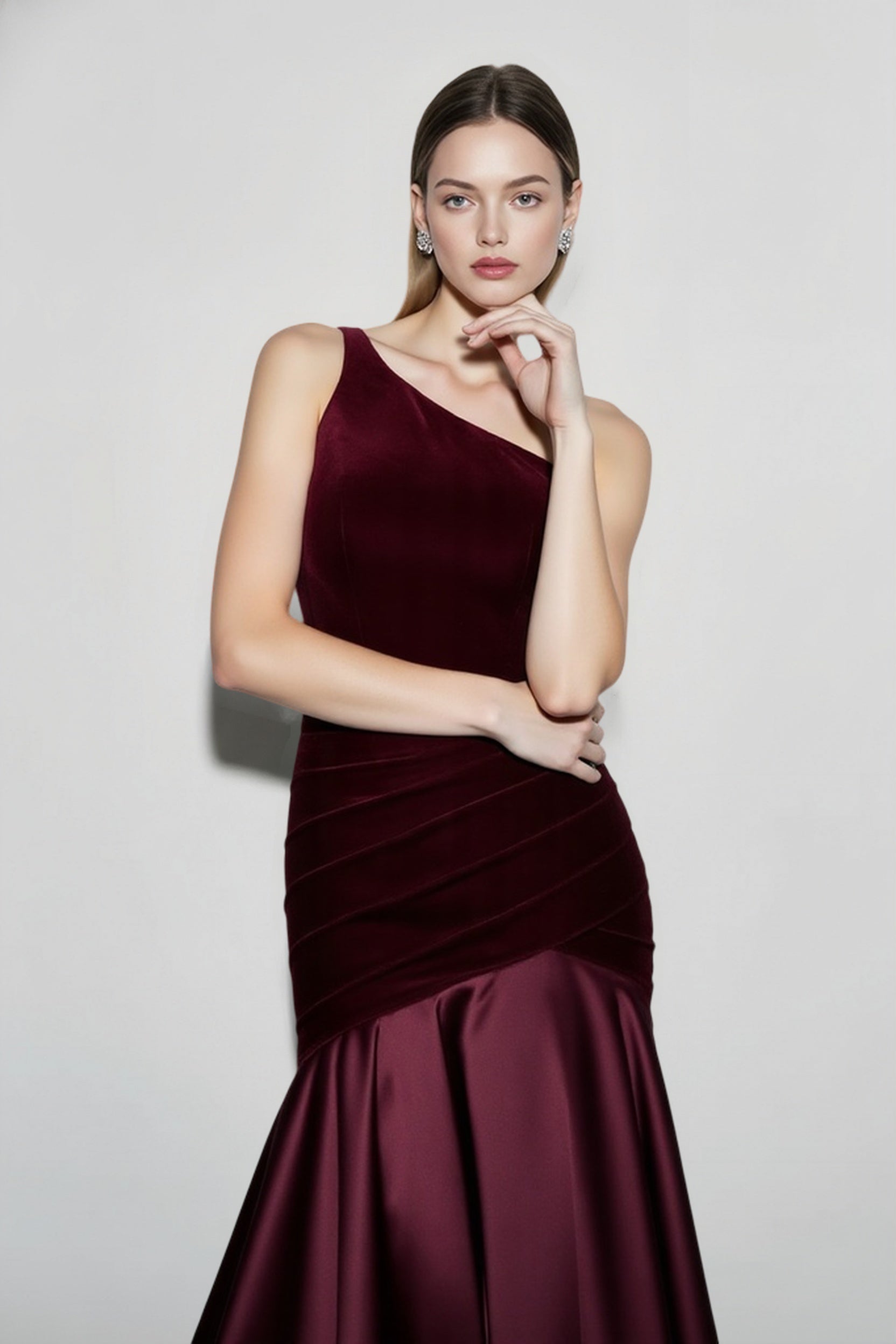 Velvet Panel Off Shoulder A Line Formal Dress Secondary image