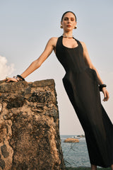 Halter Neck Backless Denim Dress