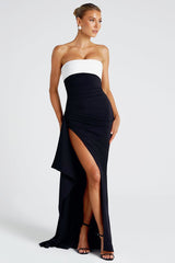 Elegant Strapless Slit Birthday Dress