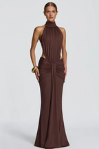 Solid Backless Mermaid Bodycon Party Dress