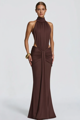 Solid Backless Mermaid Bodycon Party Dress