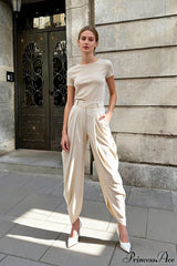 High-Waisted Loose Drapey Ruched Pants