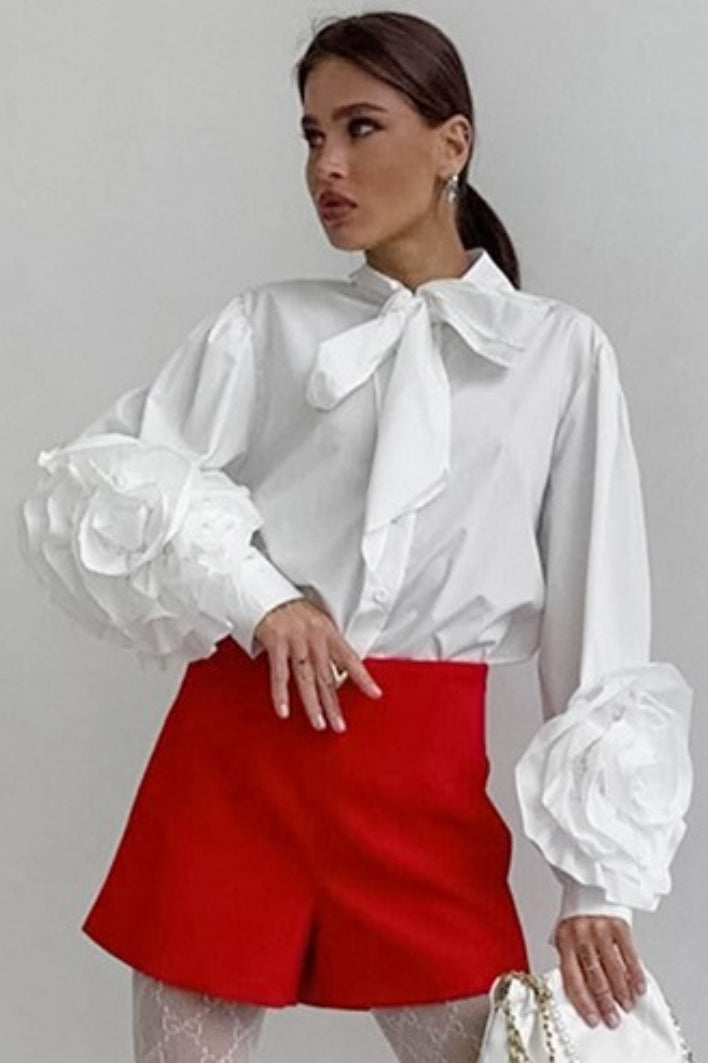Lantern Sleeve Floral Tie Blouse Secondary image