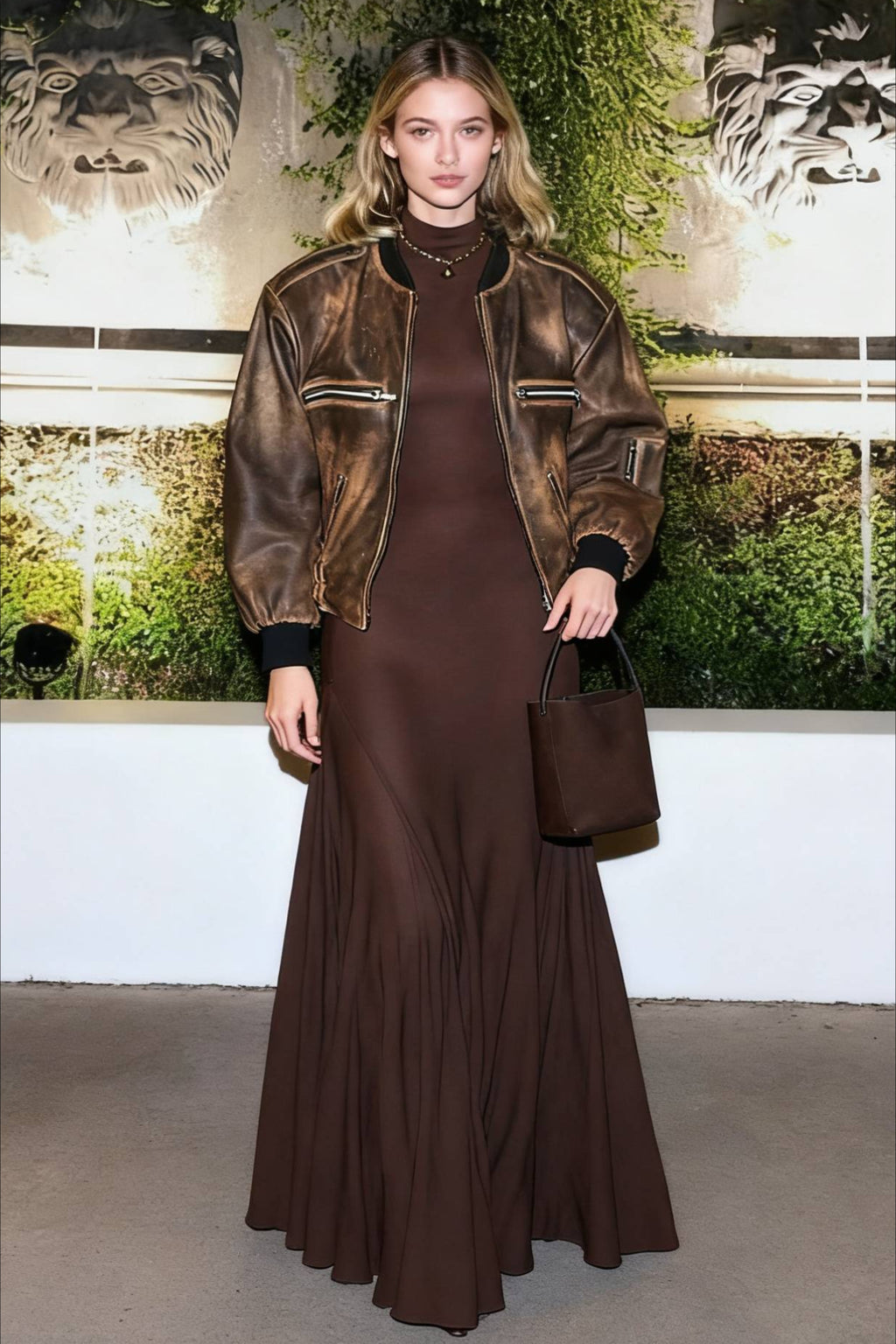 Vintage O-neck Zipper Loose Fashion Lantern Long Pocket Short Coat