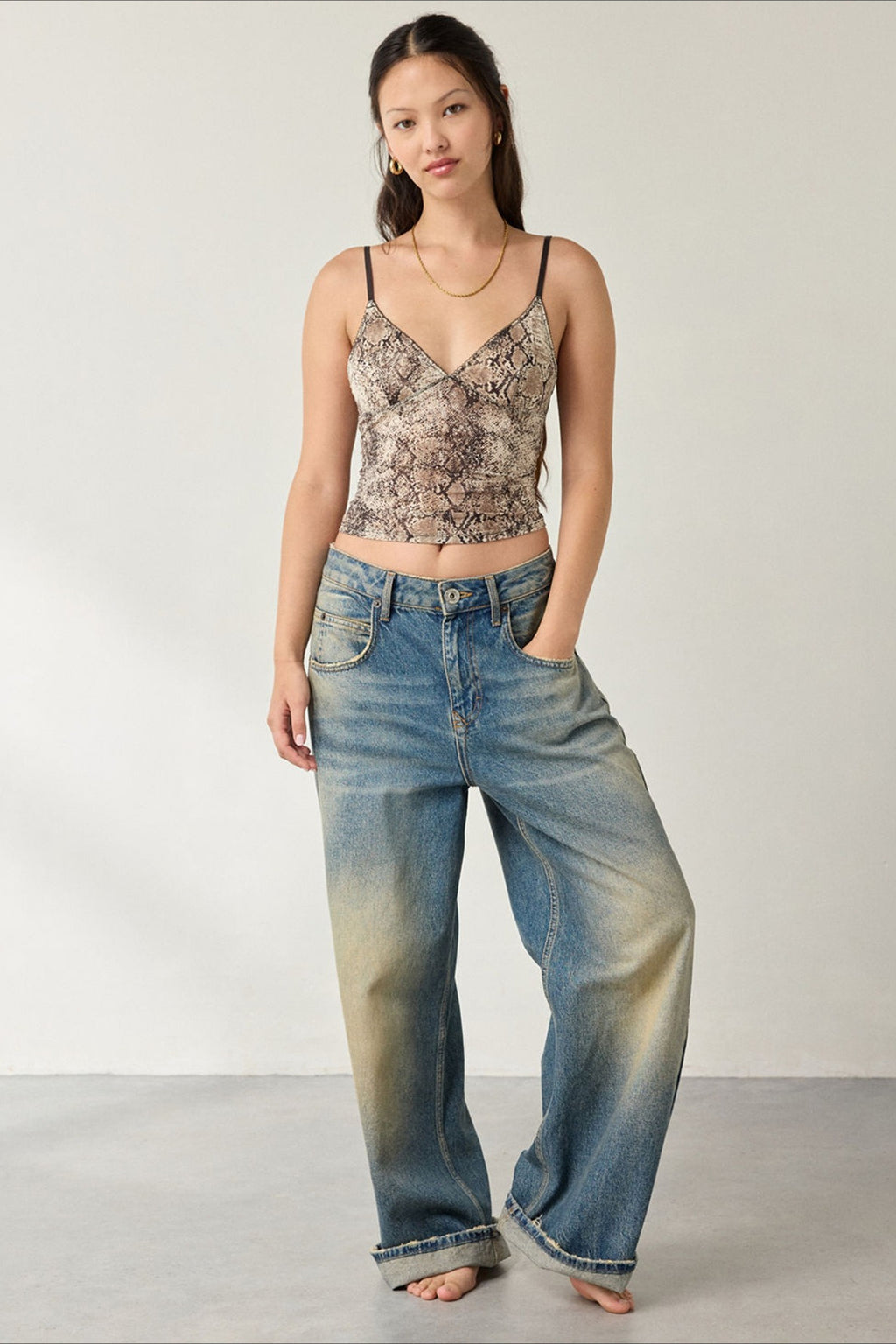 Sheer Lace Ribbed Cami Top