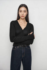 Half Zip Hooded Knit Top