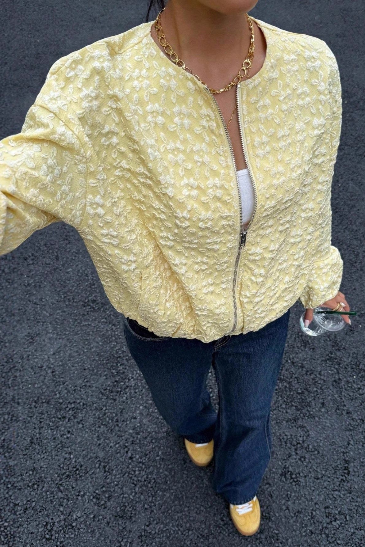 Cropped Jacquard Sleeve Jacket Secondary image