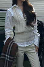 Layered Collar Vest Style Knit Top