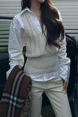 Layered Collar Vest Style Knit Top