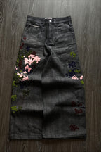Embroidered Loose Fit Straight Leg Jeans