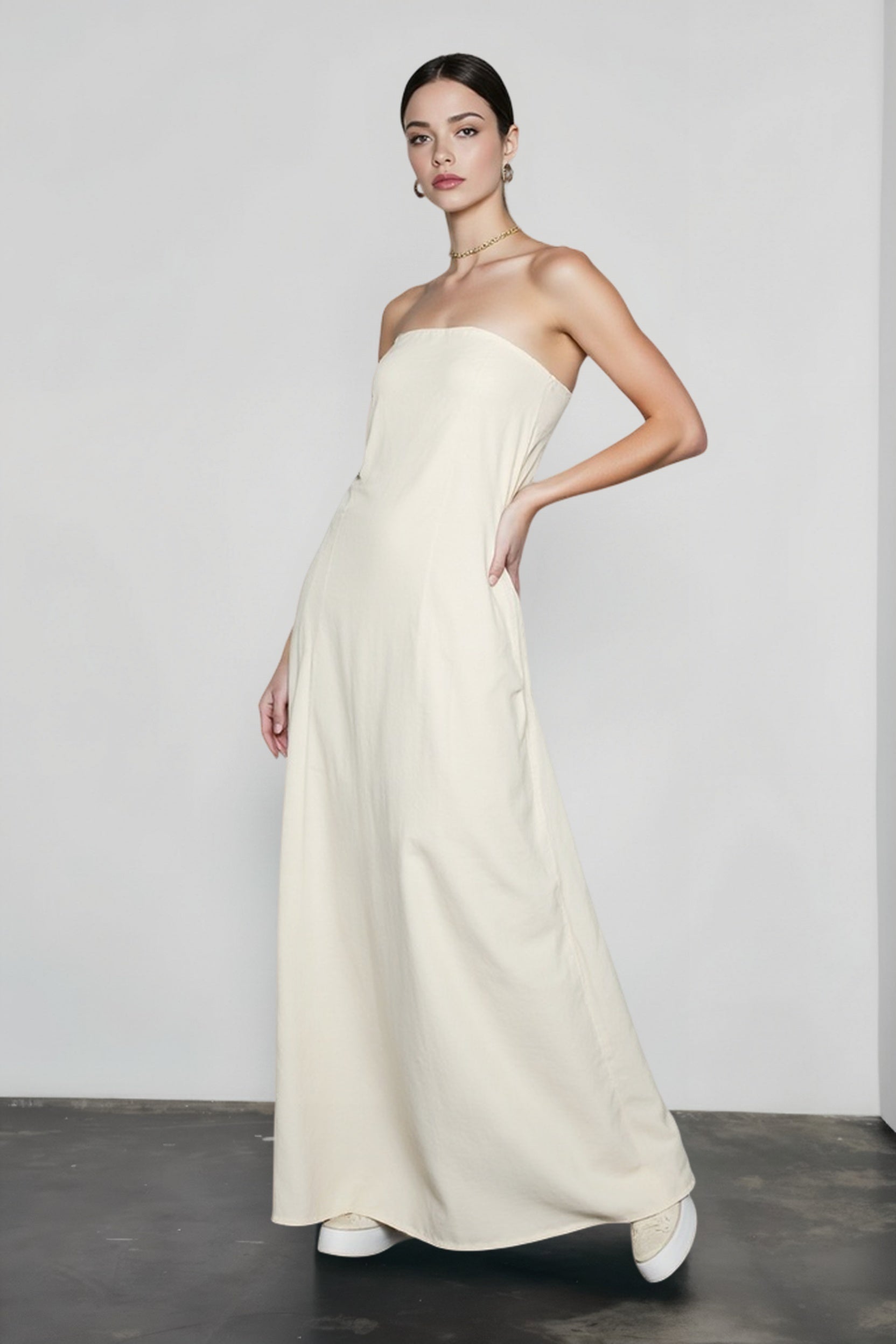 Linen Strapless High Waist Vacation Dress Secondary image