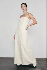 Linen Strapless High Waist Vacation Dress
