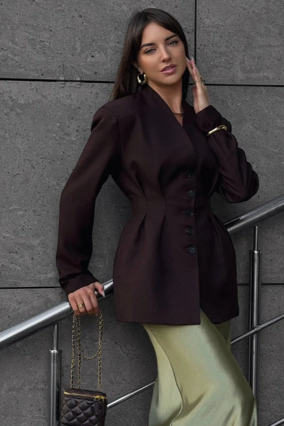 Elegant Single-Button Draped Blazer Main image