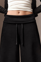 Drawstring Foldover Barrel Leg Pants