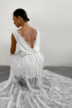 Plunge Neck Layered Lace Maxi Dress