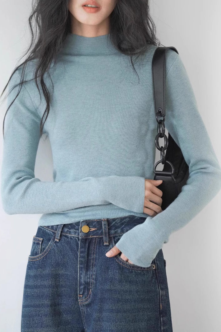 Fitted Mock Neck Knit Top Main image