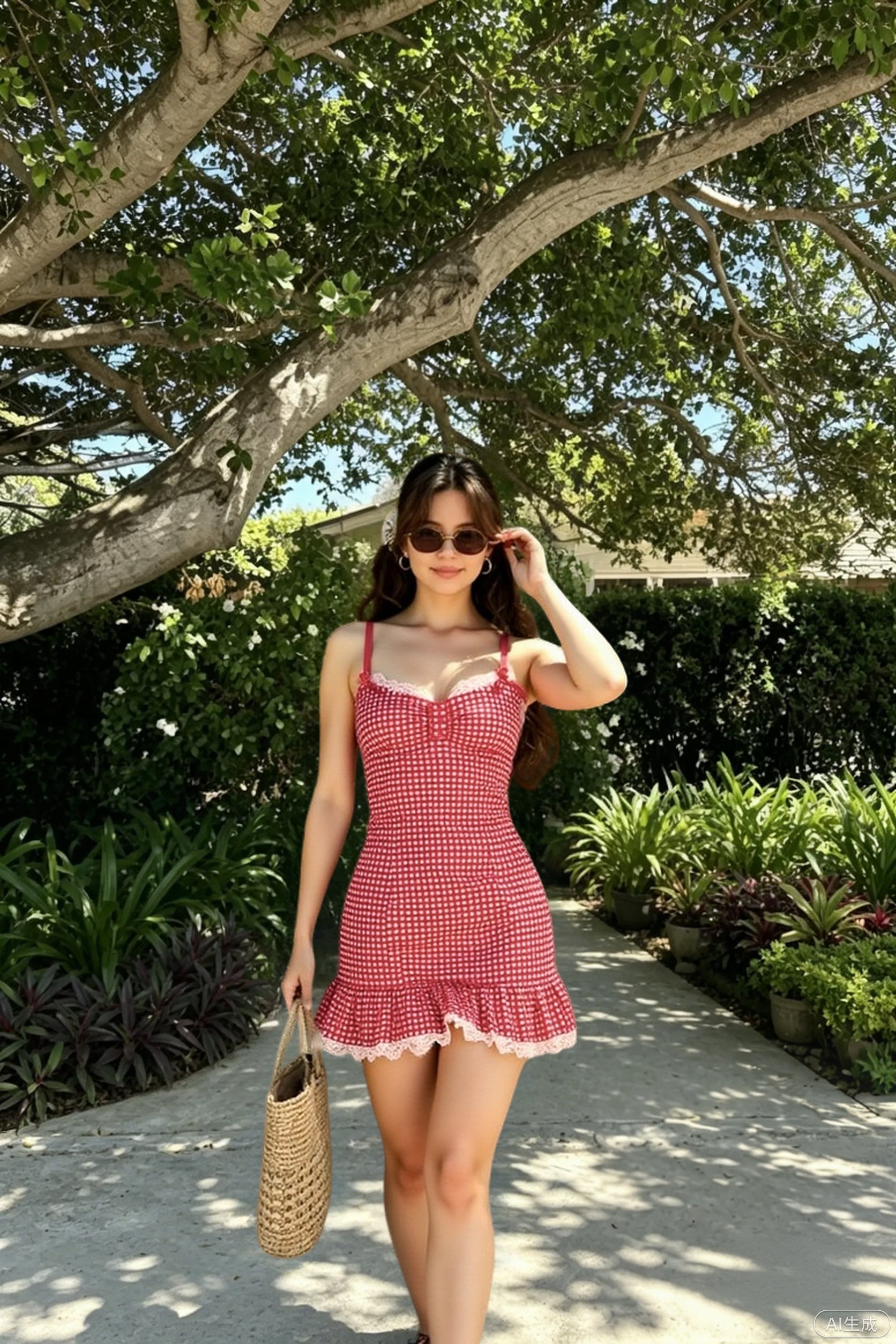 Gingham Ruffle Hem Tank Reception Dress Main image