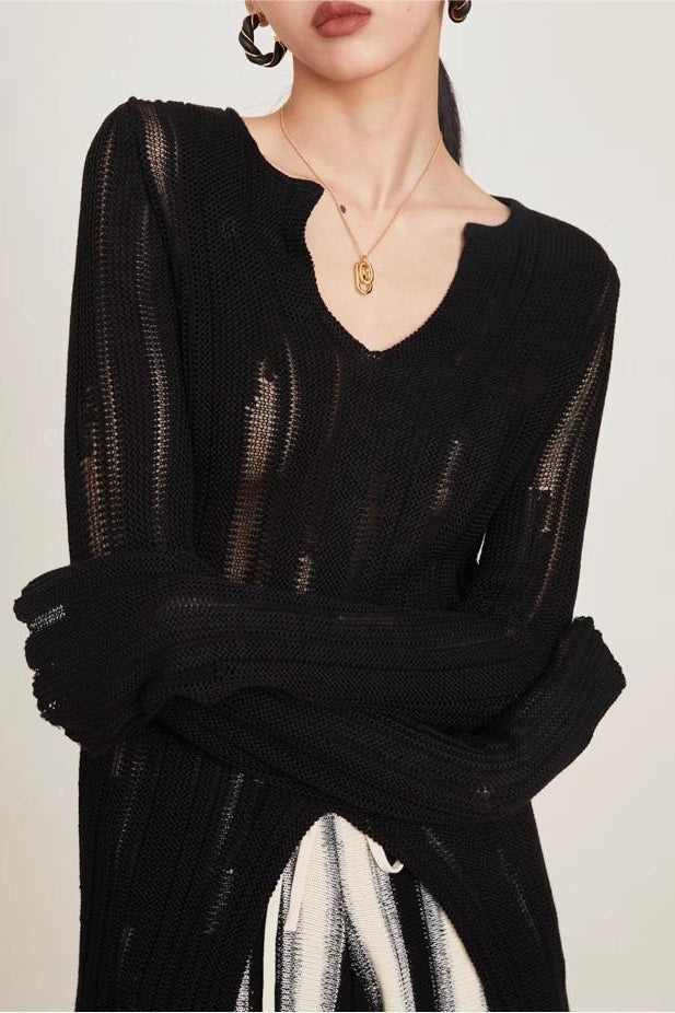 Cutout Detail Textured Knit Top Secondary image