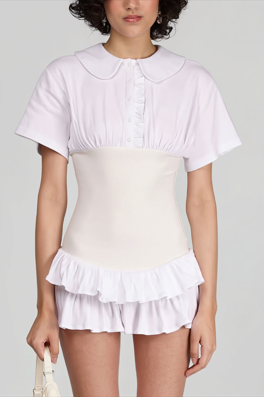 Sailor Collar Ruffle Hem Mini Dress