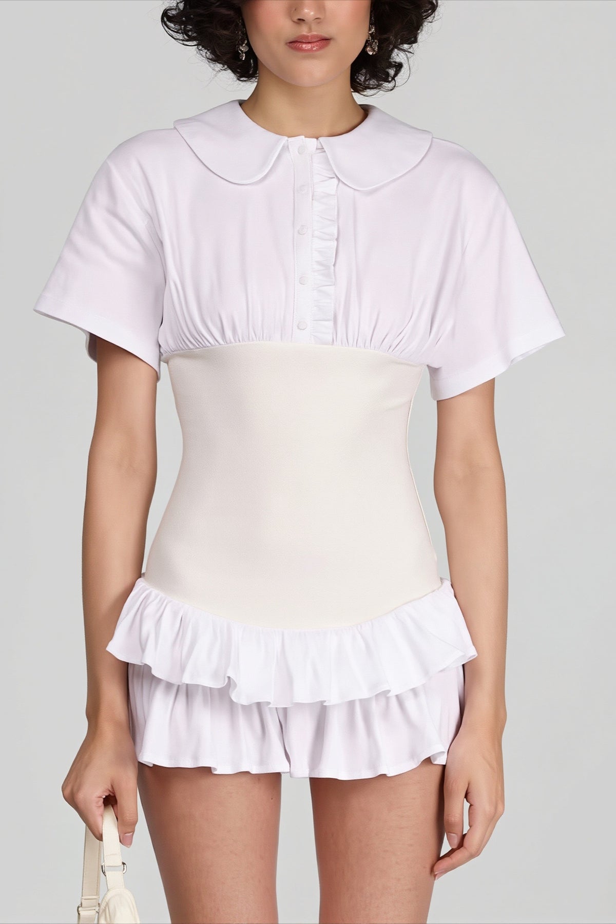 Sailor Collar Ruffle Hem Mini Dress