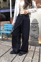 Letter Embroidery Straight Leg Jeans