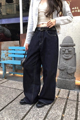 Letter Embroidery Straight Leg Jeans