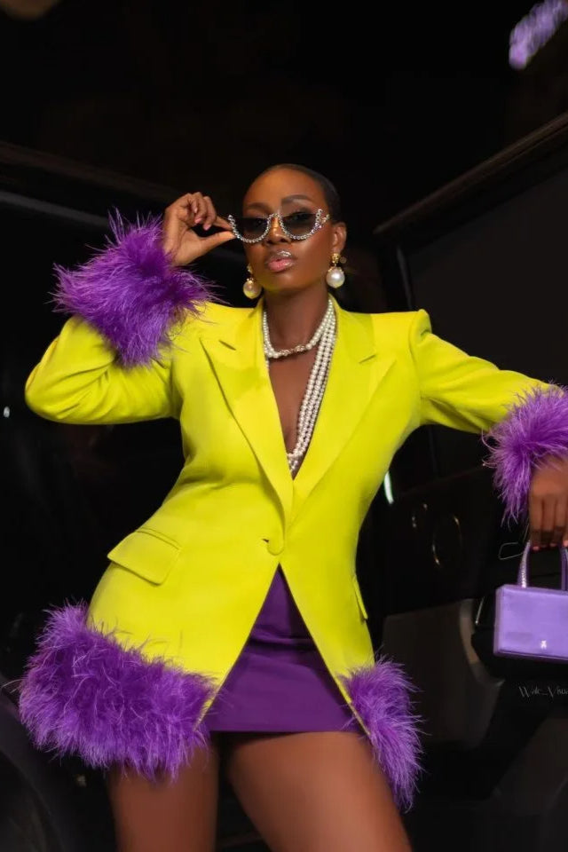 Removable Fur Collar Suit Blazer Main image