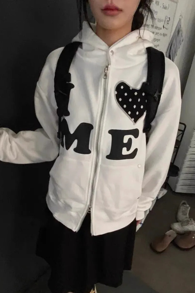 Letter Embroidery Zip Hoodie Secondary image
