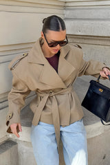 Belted Relaxed Fit Long Sleeve Coat