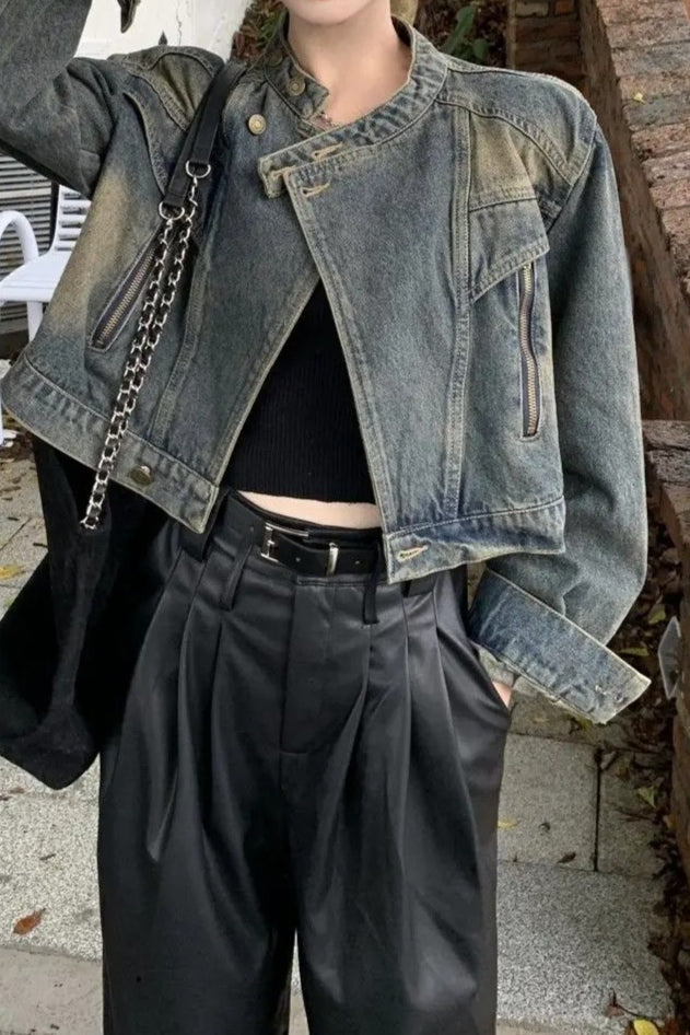 Slim Fit Denim Moto Jacket Secondary image
