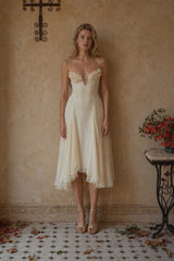Sculpted Flower Plunge Midi Slip Dress