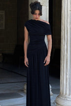 Slim Fit Round Neck Ruched Sheer Bodycon Formal Dress