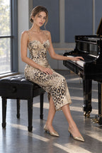Animal Printe Slit Sexy Maxi Dress