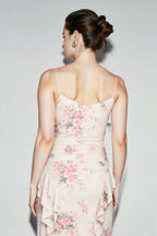 Floral Ruffle Cami High Waist Vacation Dress