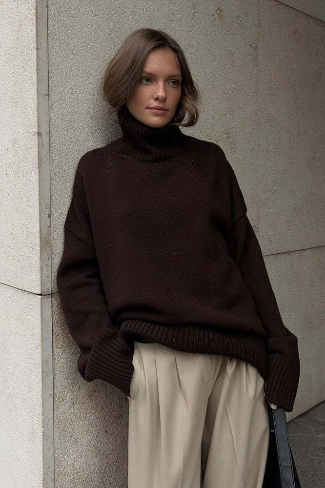 Slimming High Neck Knit Sweater Main image