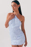 Halter Sequin Backless Cross Tie Graduation Party Dress