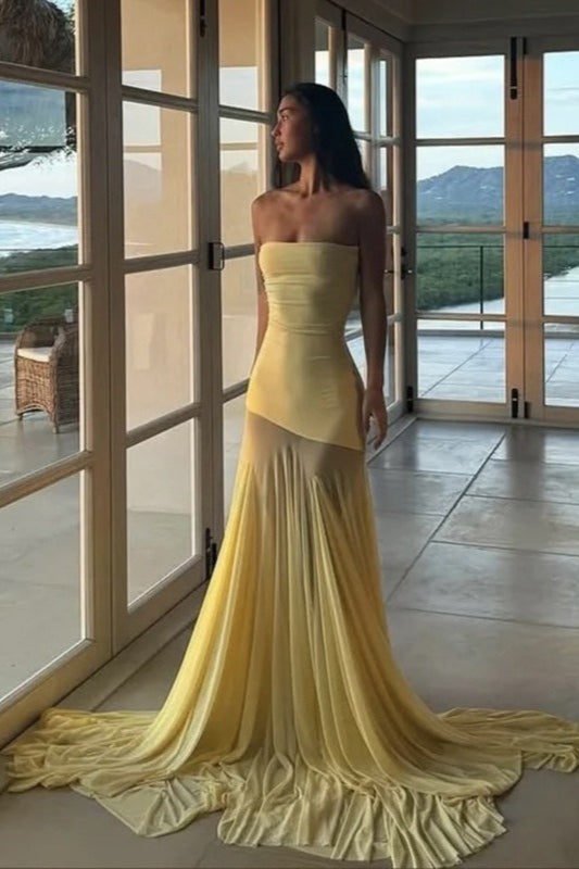 Solid Slim High Waist Chic Bardot Strapless Formal Dress Main image